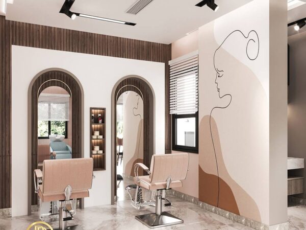 Thiết kế nội thất Salon tóc kết hợp nail sang trọng